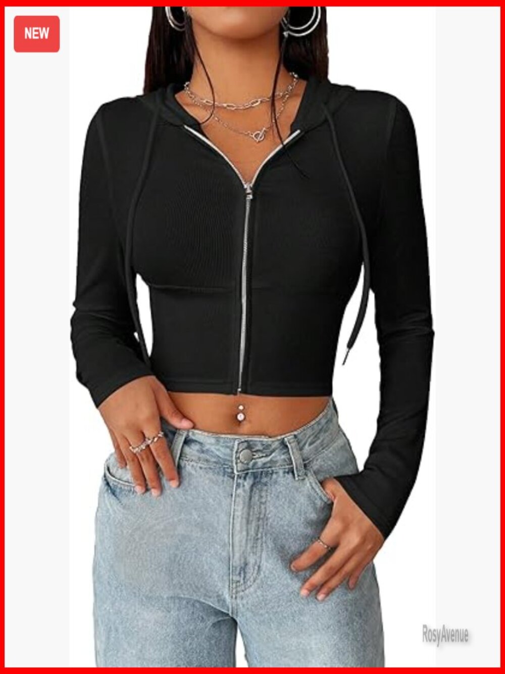 Cropped Zip Up Hoodie - Y2K Trendy Sweatshirt